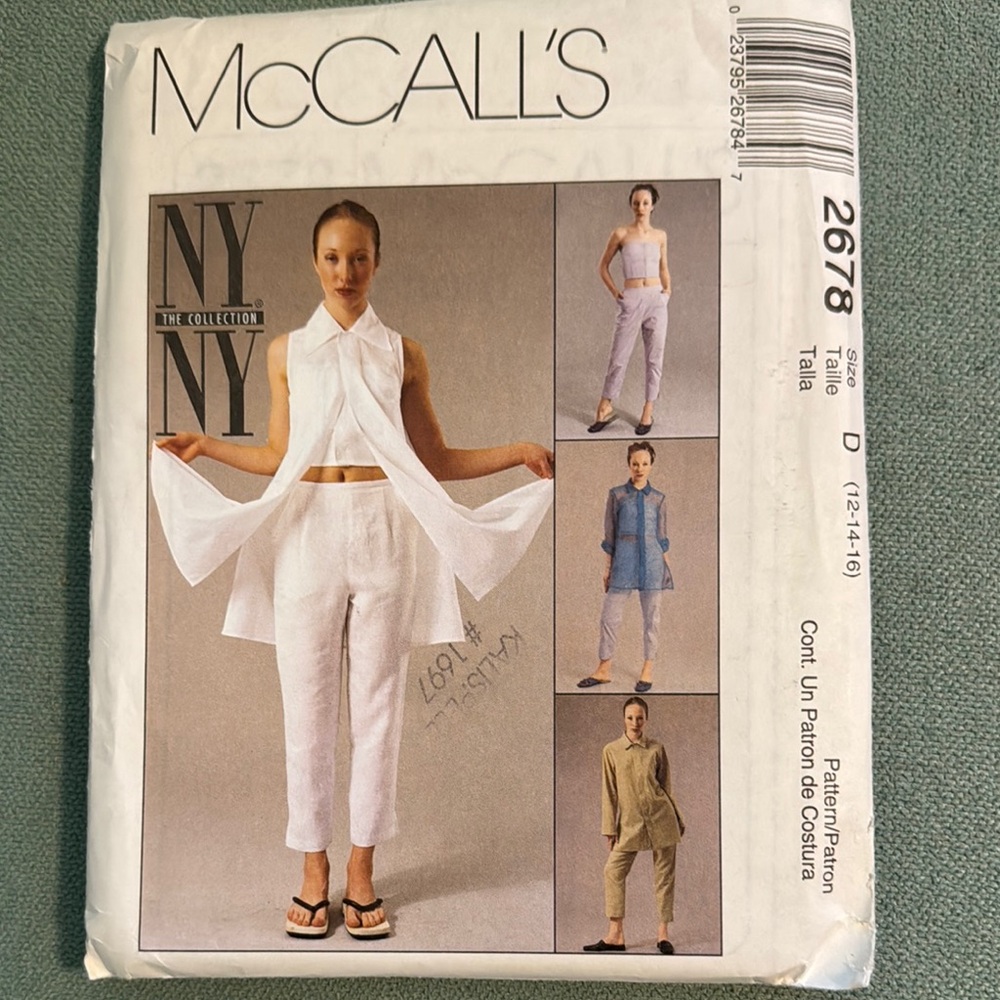 McCall’s Sewing Pattern 2678 NY NY Collection shirt, top and pants petite